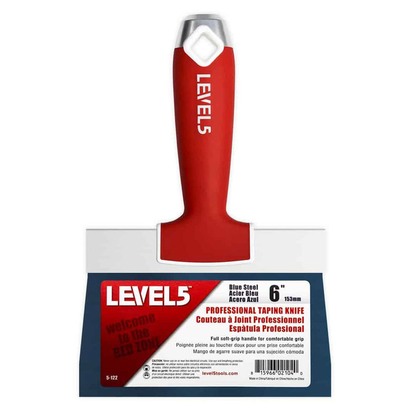 LEVEL5 6" Blue Steel Taping Knife with Soft Grip Handle 5-122