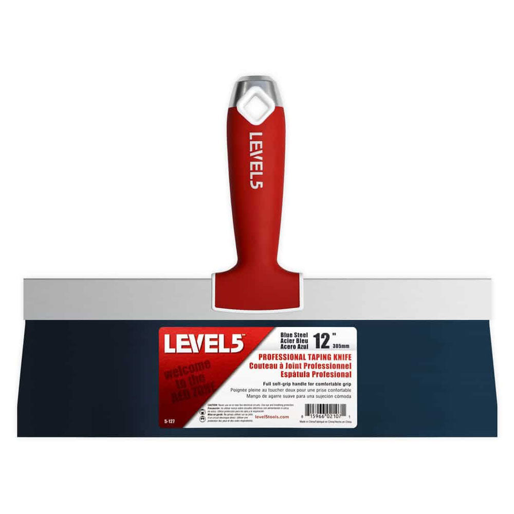 Level 5 12" Blue Steel Taping Knife w/ Soft Grip Handle | SKU #5-127