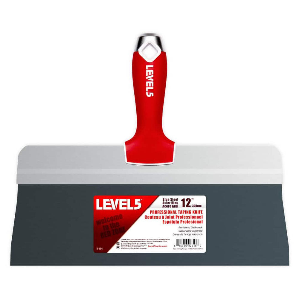 LEVEL5 12" 'Big Back' Blue Steel Taping Knife with Soft Grip Handle 5-184
