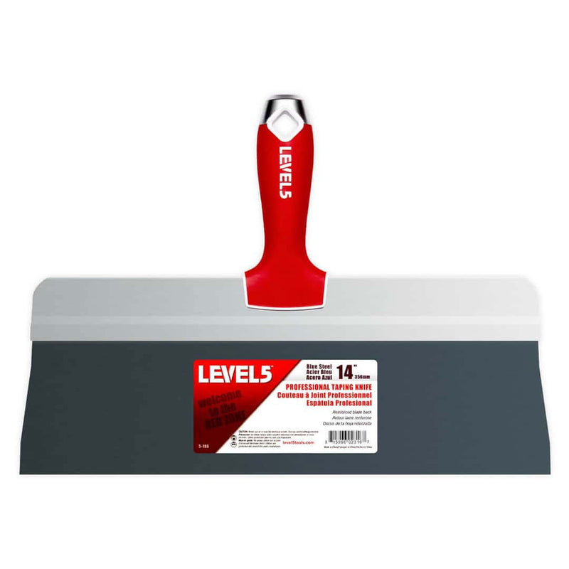 LEVEL5 14" 'Big Back' Blue Steel Taping Knife with Soft Grip Handle 5-186
