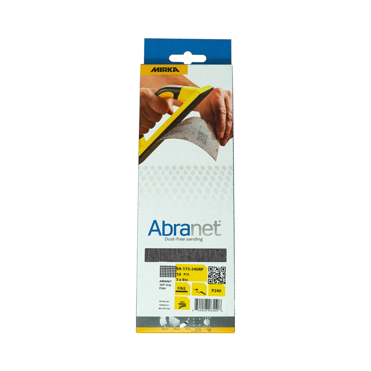 Mirka Handy Kit Abranet Hojas rectangulares con agarre de malla de 3" x 9"