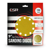 CSR Disques abrasifs pour cloisons sèches Prosand Gold de qualité supérieure de 22,9 cm pour Aleko (lot de 5)