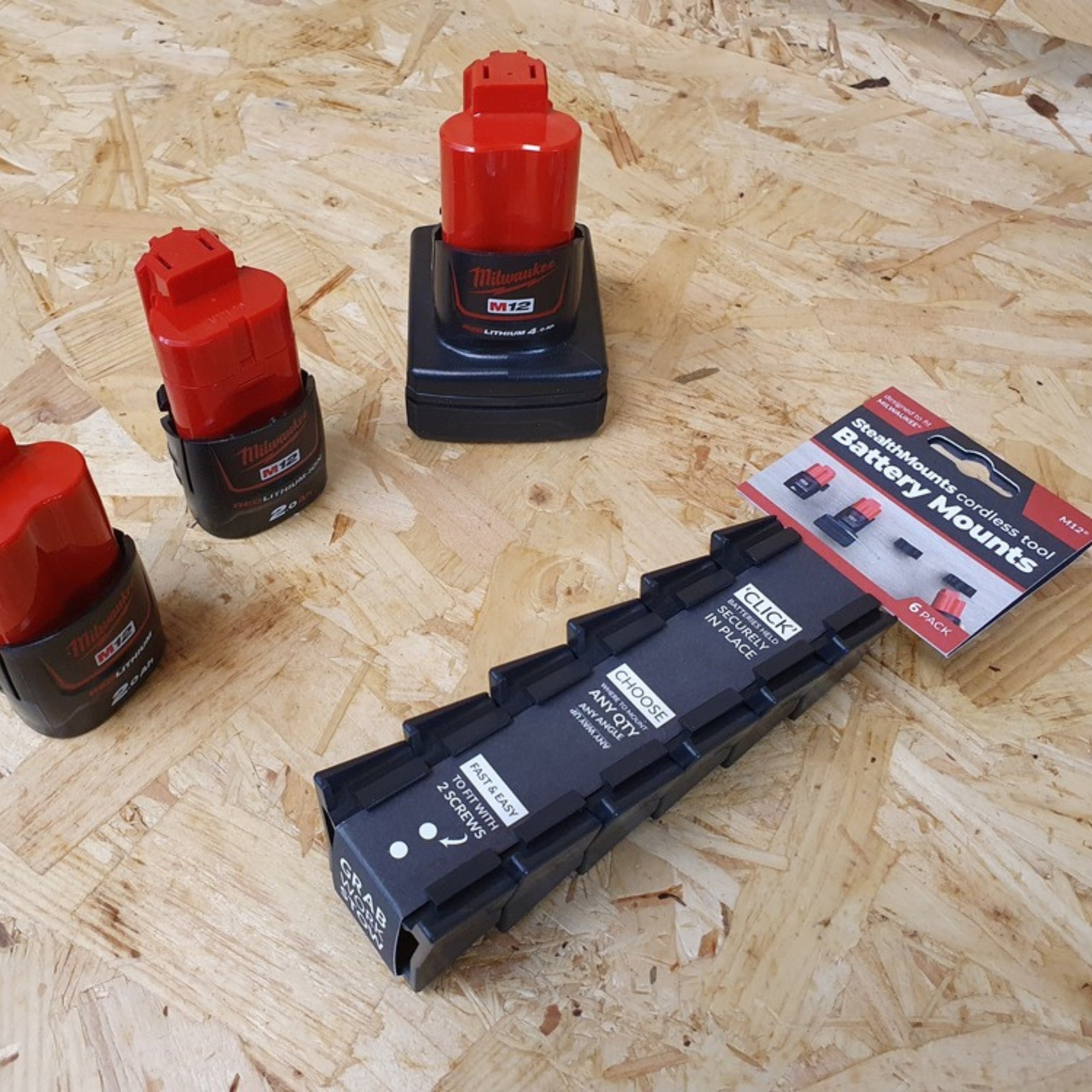 StealthMounts Battery Mounts for Milwaukee M12 (6 Pack)