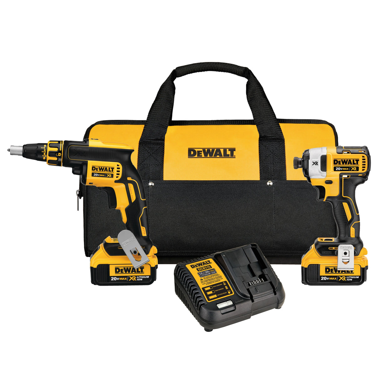 DeWalt DCK267M2 20V MAX Kit combiné de visseuse à cloison sèche et de tournevis à percussion sans balais (4.0ah)