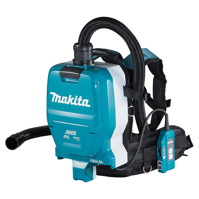 Aspiradora de mochila Makita DVC265ZXU 18Vx2 LXT con AWS (2,0 L) (herramienta básica)