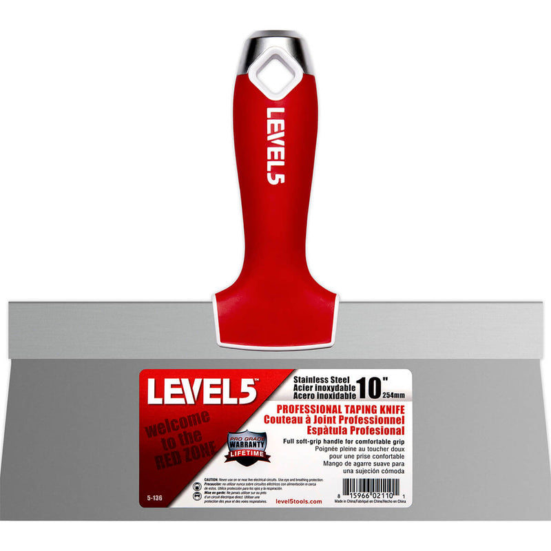 TAPING KNIFE LEVEL5 10" Stainless Steel Taping Knife with Soft Grip Handle SKU: 5-136