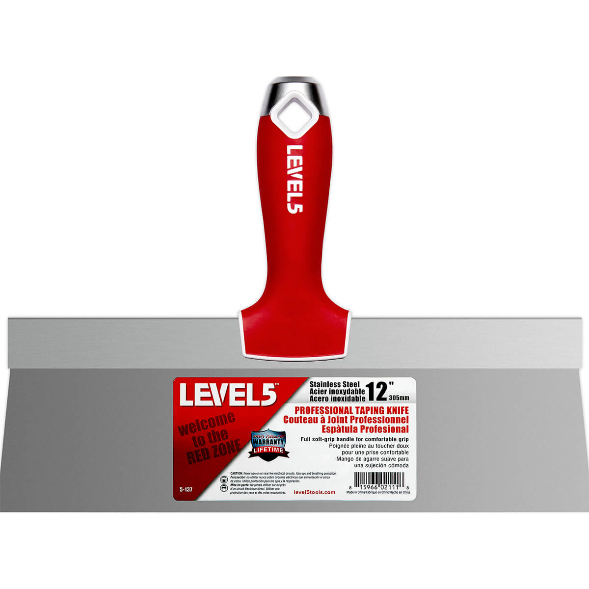 TAPING KNIFE LEVEL5 12" Stainless Steel Taping Knife with Soft Grip Handle SKU: 5-137