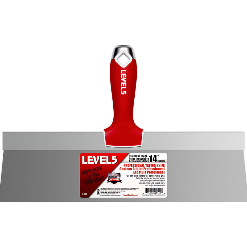 TAPING KNIFE LEVEL5 14" Stainless Steel Taping Knife with Soft Grip Handle SKU: 5-138
