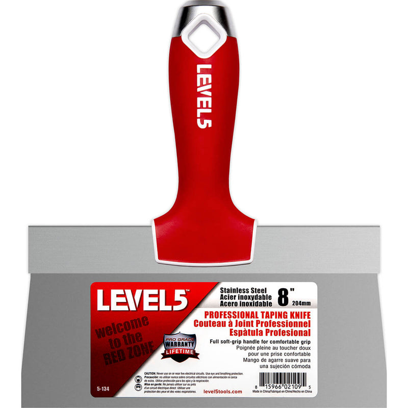 TAPING KNIFE LEVEL5 8" Stainless Steel Taping Knife with Soft Grip Handle SKU: 5-134