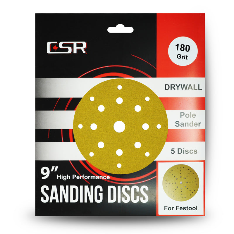 CSR 9" Round Premium Grade Gold Prosand Drywall Sanding Discs for Festool (5 Pack)