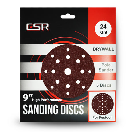 CSR 9" Round Saphir Red Procut Drywall Sanding Discs for Festool (5 Pack)