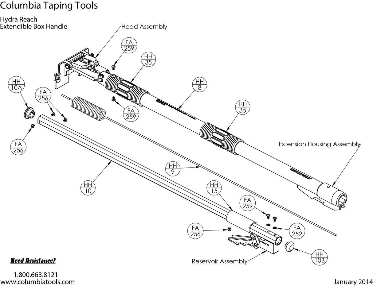 Columbia Hydra-Reach Box Handle Repair Parts