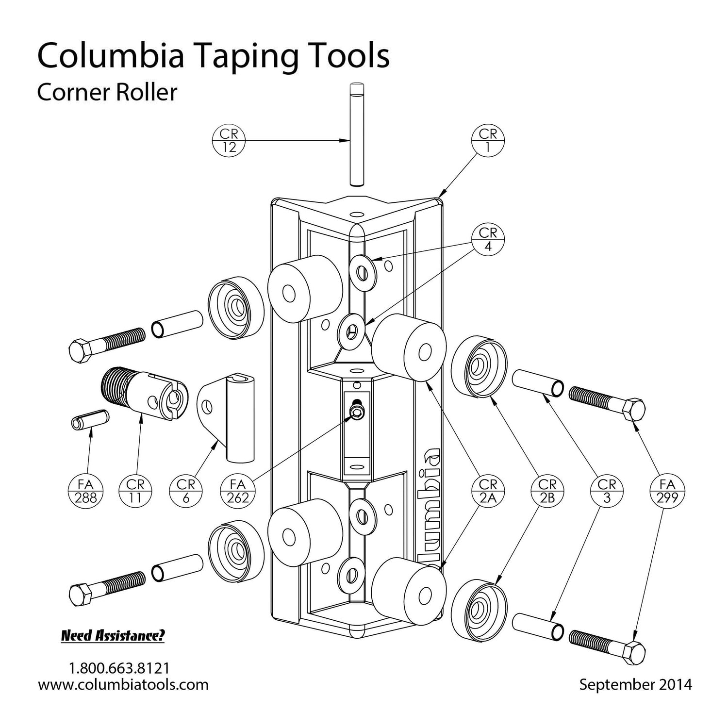 Pièces de rechange pour rouleau d'angle Columbia