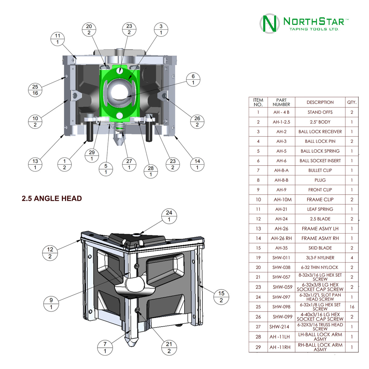 Piezas de reparación de cabeza angular NorthStar™