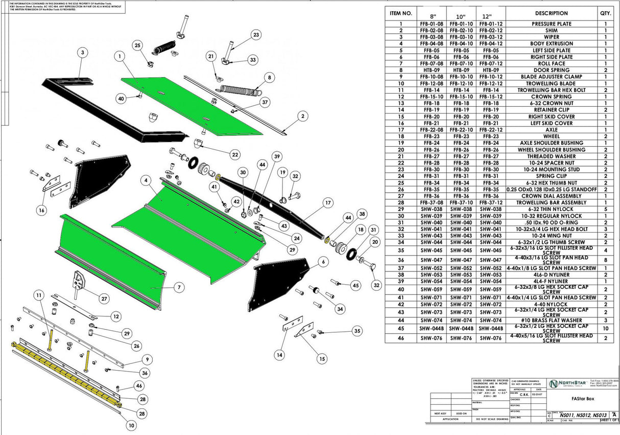 NorthStar™ Flat Finishing Box Repair Parts