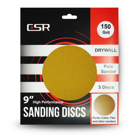 CSR 9" Round Premium Grade Gold Prosand Drywall Sanding Discs (5 Pack)