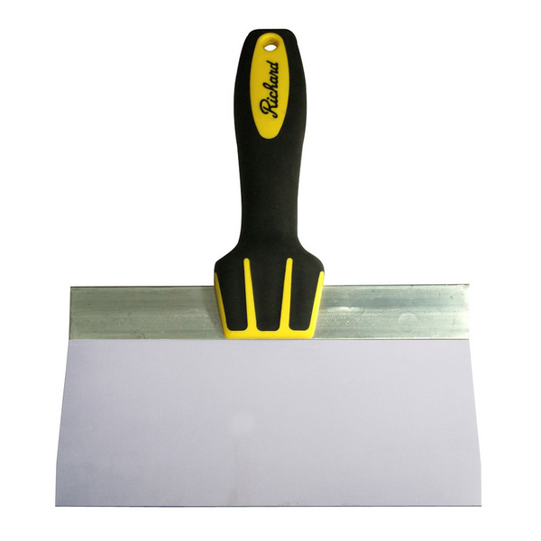 Richard Ergo-Grip Stainless Steel Taping Knife, Tempered Aluminum Bridge, 6” Handle, 8 inch, RUB-RW-8-TS