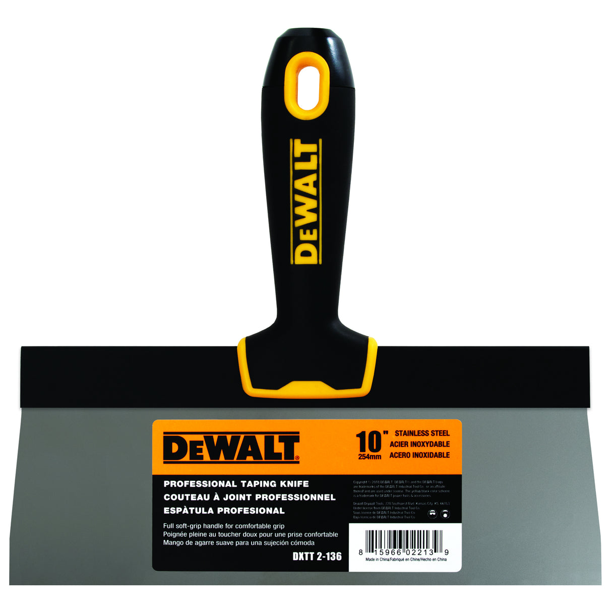 Cuchillo para encintar de acero inoxidable DeWalt - Mango de agarre suave