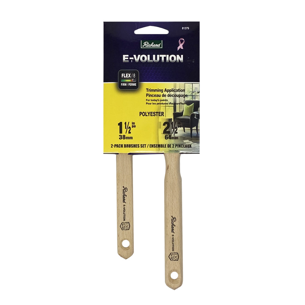 Richard 2-Piece E-Volution Straight Paint Brush Set - 1-1/2'' and 2-1/2''