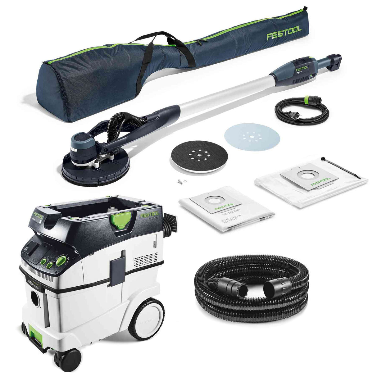 Festool Planex Easy Drywall Sander LHS-E 225EQ with CT 36 AC HEPA Dust Extractor Combo Package