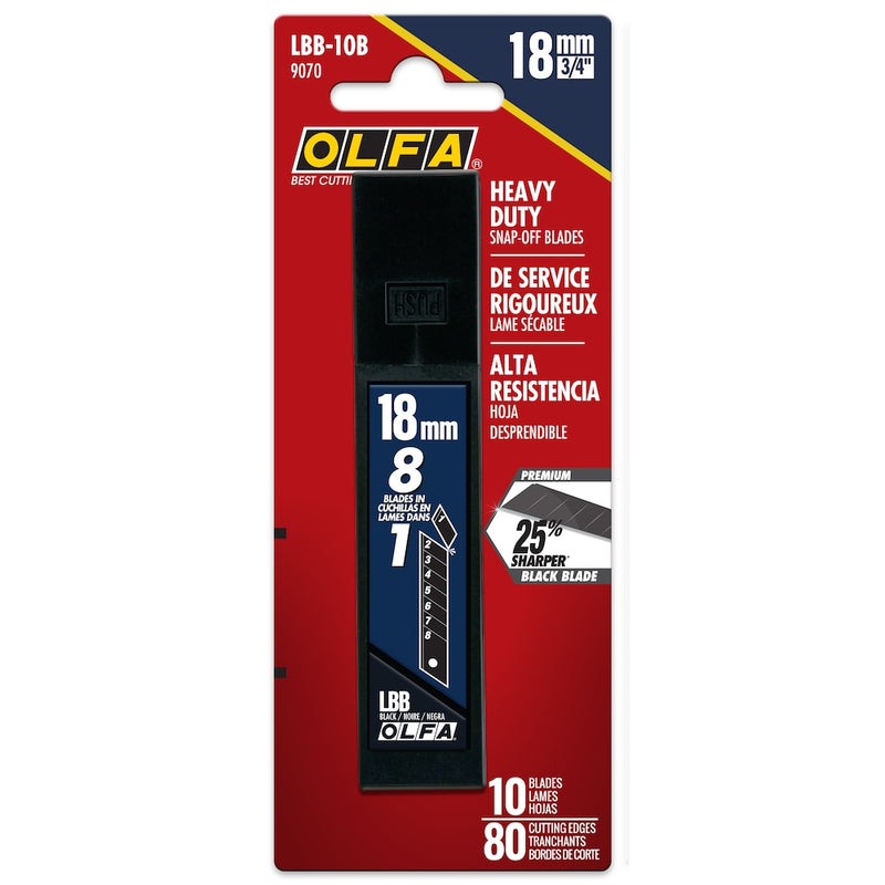 Olfa 18mm Heavy-Duty Ultra-Sharp Black Snap-Off Blades
